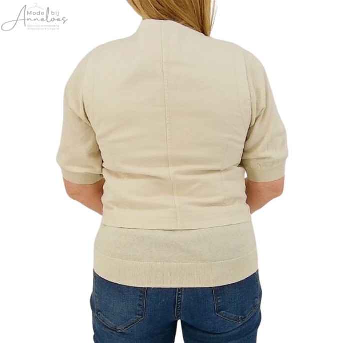 S Red Button Gilet cotton linnen Pearl